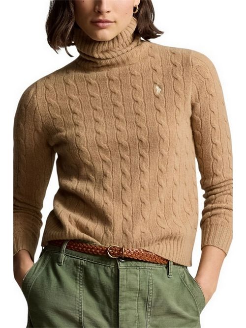 dolcevita donna a trecce cammello Ralph Lauren | 211888686006